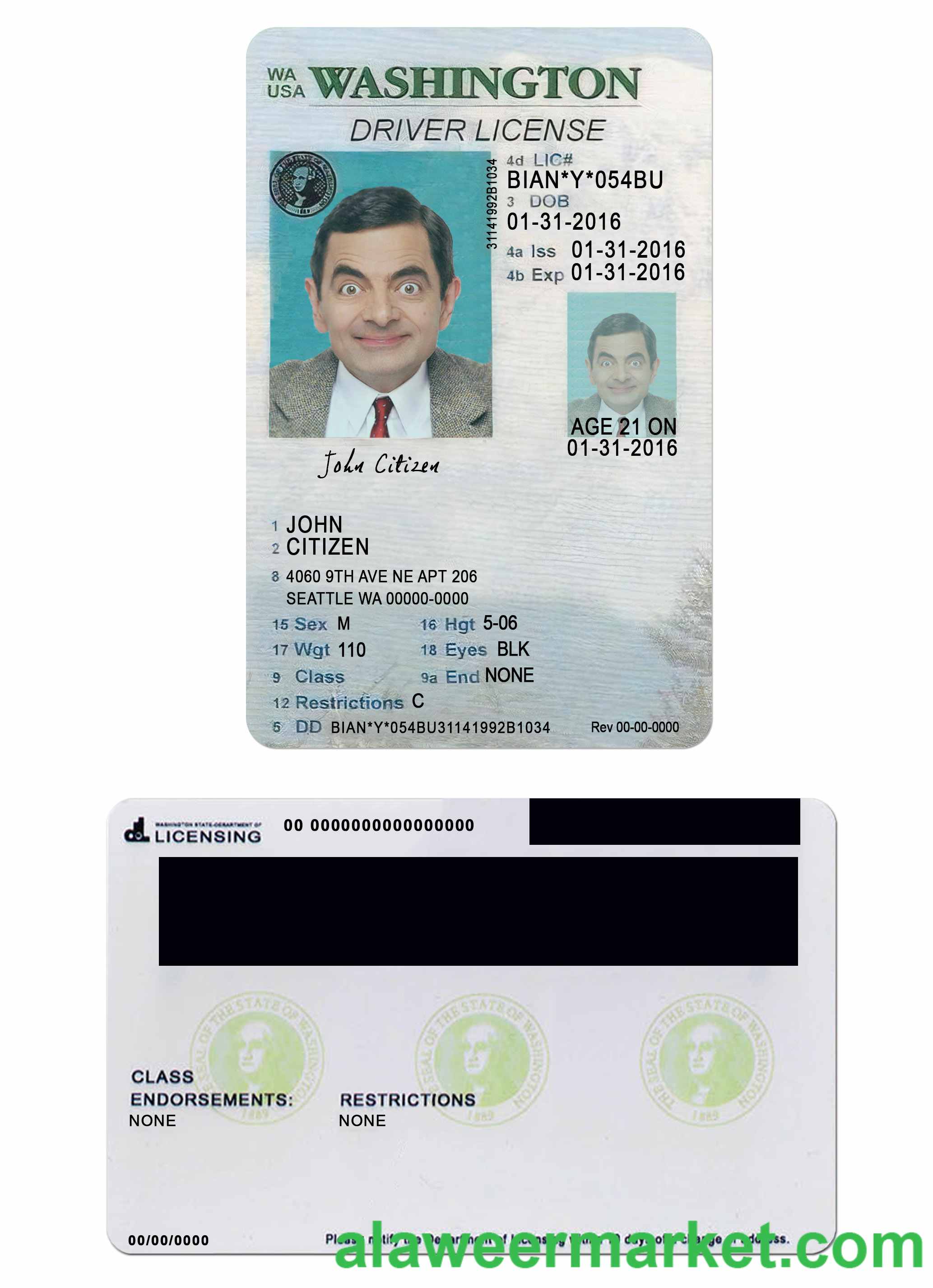 USA Washigton driving license under 21